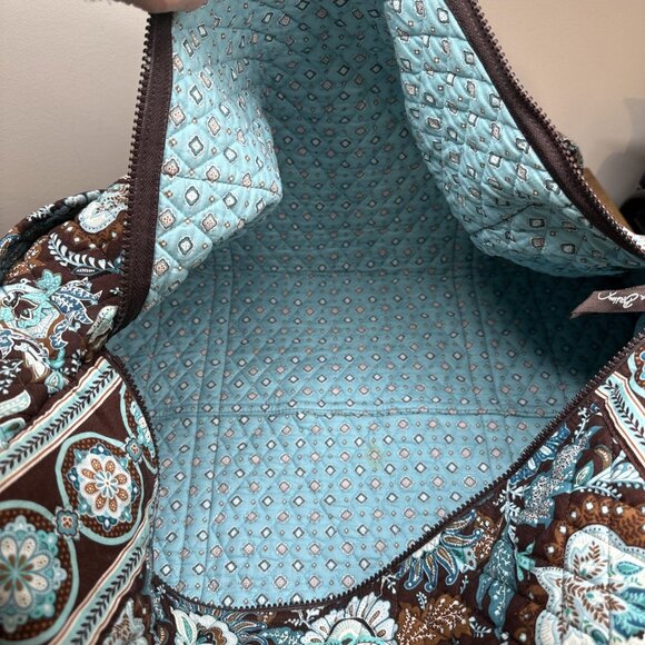 Vera Bradley Duffle  Carry On Tote Gym Bag Java Blue Dbl Handle RETIRED - Picture 10 of 10